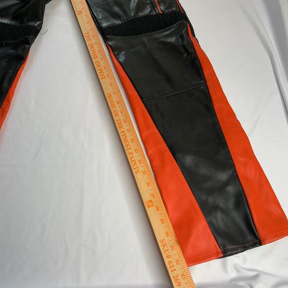 I.AM.GIA Faux Leather Moto Pants Orange Black Size M - Picture 7 of 16